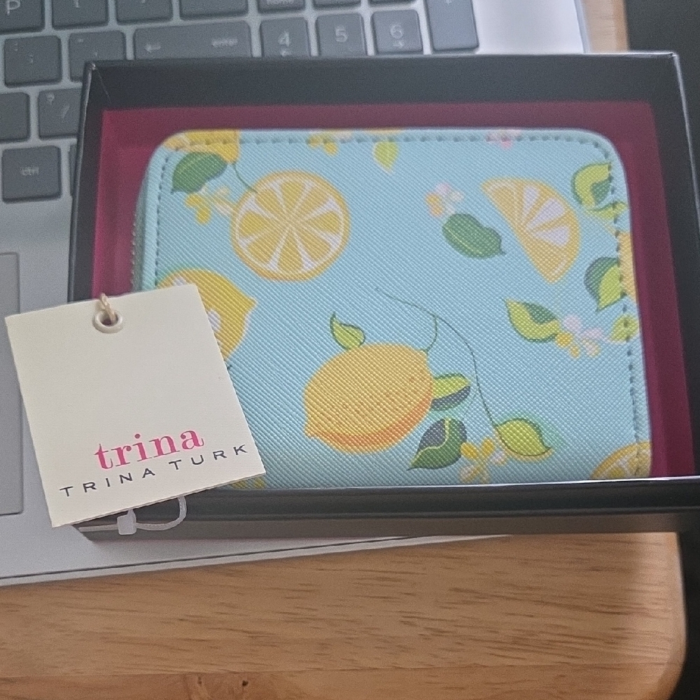 Trina Turk Citrus Delight Blue Yellow Key Card Holder